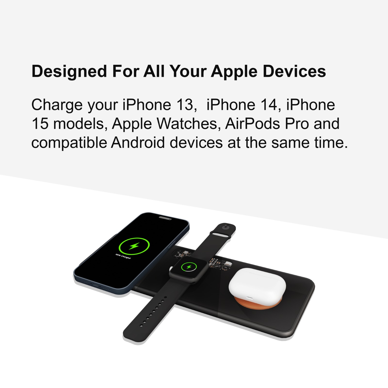 FUJIL 3 in 1 Magnetic Charging Pad Double 15W, Fast Wireless